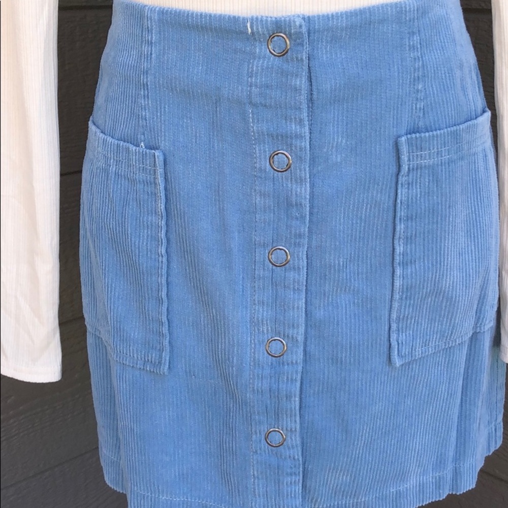 Honey Punch Dusty Blue Corduroy Skirt - Picture 3 of 5